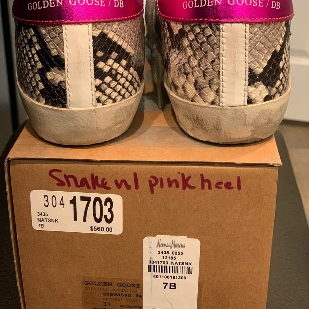 Golden Goose Snake Print Sneakers with Pink Accent - Picture 7 of 16